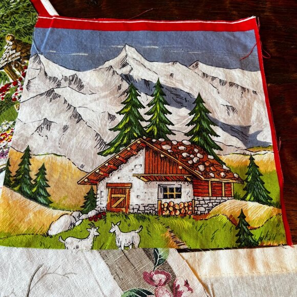 Vintage Fabric Squares For Crafting  Alps Chalet & Jim Dandy Birds Prints - Picture 3 of 16